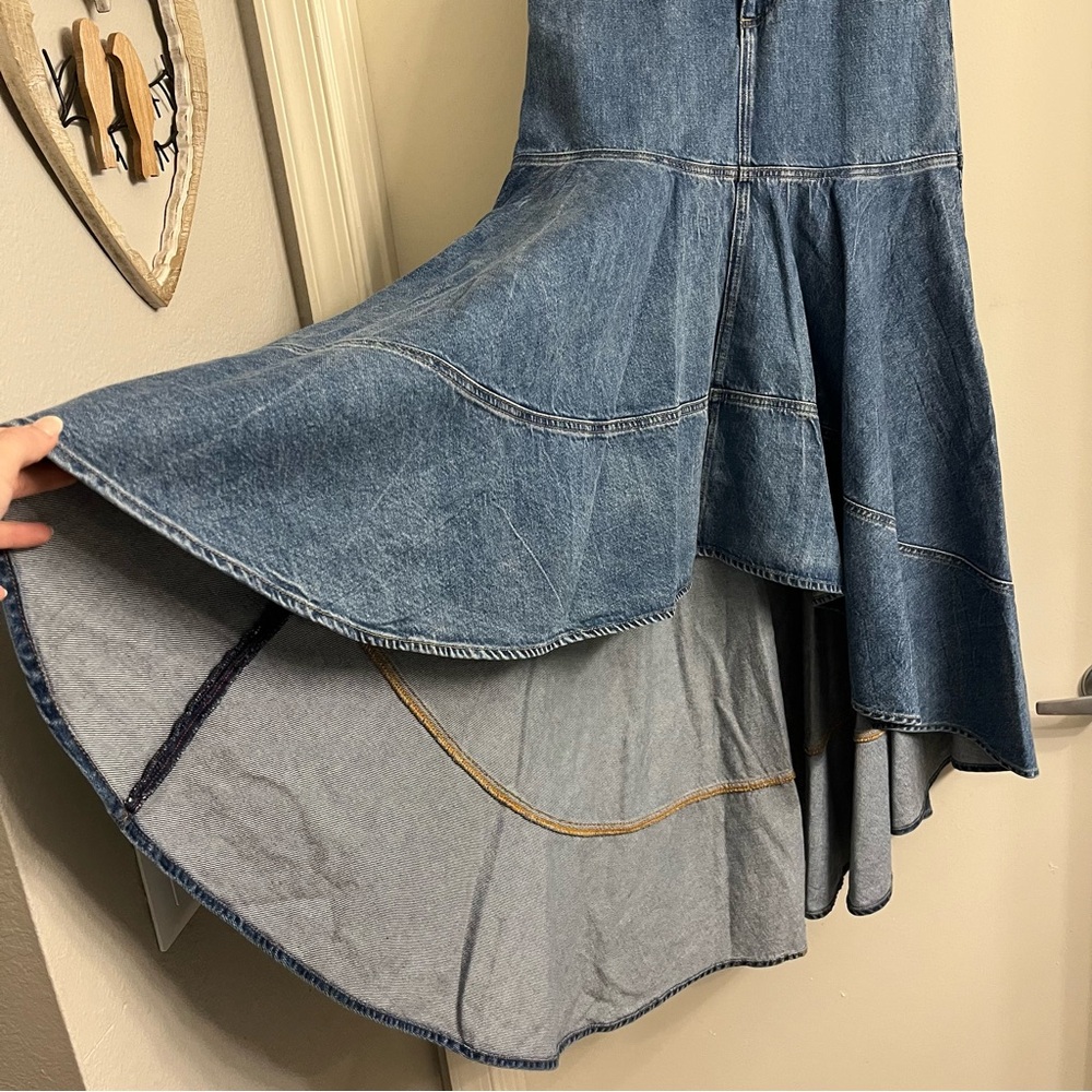 Alice + Olivia Jeans Donella High Low Denim Skirt Brooklyn Blue Size 25 - Picture 7 of 14